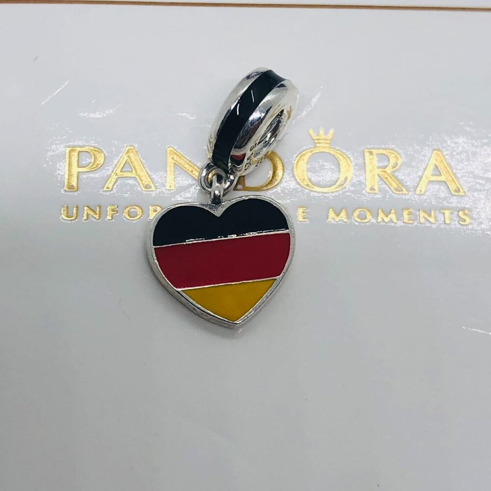 ✨🔥Pandora Germany Flag Dangle Charm Heart Flag Pendant